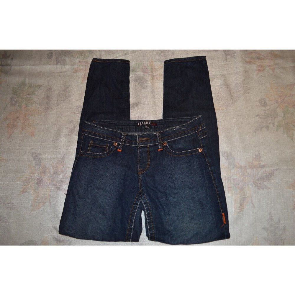 Fragile Womens Blue Jeans M/M Denim Embroidered  Dark Wash (N)